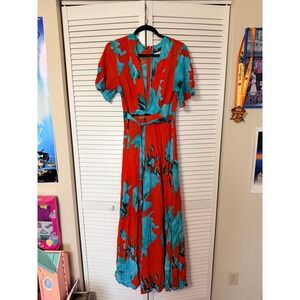 ON THE THE ROAD WATER COLOR‎ PRINT MAXI DRESS